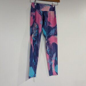 Liquido Tie Dye Printed Cropped Leggings Tights Pink Purple Blue Size Medium
